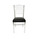 Ver imagem 4 de Kit 4 Cadeiras de Cozinha com Reforço Cromada Encosto Grade Assento Preto - Poltronas do Sul
