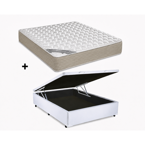 Cama Box Bau Casal Branco Colchão Tecnopedic Revolution New One Face 138x188 - Castor
