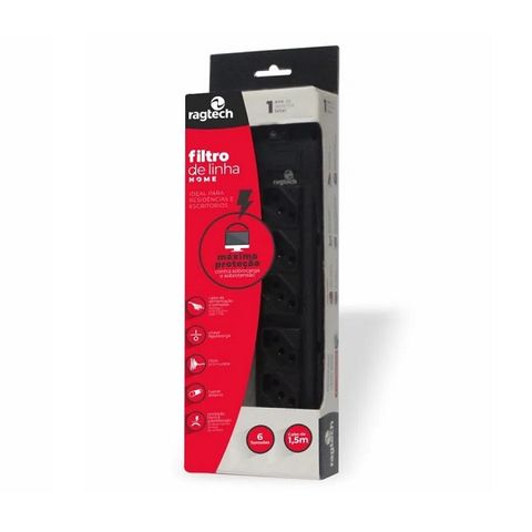 Filtro de Linha Home 6 Tomadas Cabo de 1,50 Metros Ragtech 2040 20FLH2040