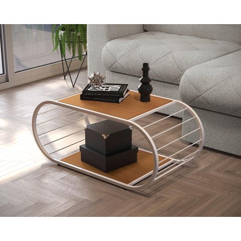 Mesa de Centro Desk Canela/branco