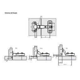 Dobradica Móveis Mini 26mm Reta para Armários 10 Peças C/Par - 2