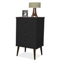 Ver imagem 3 de Kit 2 Mesas de Cabeceira Madri Retrô com Pé Palito 3 Gavetas Preto