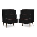 Ver imagem 1 de Kit 2 Mesas de Cabeceira Madri Retrô com Pé Palito 3 Gavetas Preto