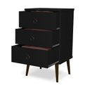 Ver imagem 4 de Kit 2 Mesas de Cabeceira Madri Retrô com Pé Palito 3 Gavetas Preto