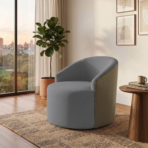 Poltrona Design Leve Confortavel para Sala Cinza Claro Leticia