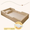 Ver imagem 2 de Cama Infantil Estofada Bege Completa com Colchão 188x88cm Proteção Lateral