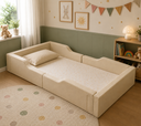 Ver imagem 1 de Cama Infantil Estofada Bege Completa com Colchão 188x88cm Proteção Lateral
