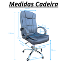Ver imagem 3 de Cadeira Executiva Reclinável em Courino Preto Base Cromada Diretor Mesh NR17 Ajustável