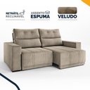Ver imagem 3 de Sofá Retrátil e Reclinável 4 Lugares Espuma Fibra Siliconada Garopaba Veludo 200cm