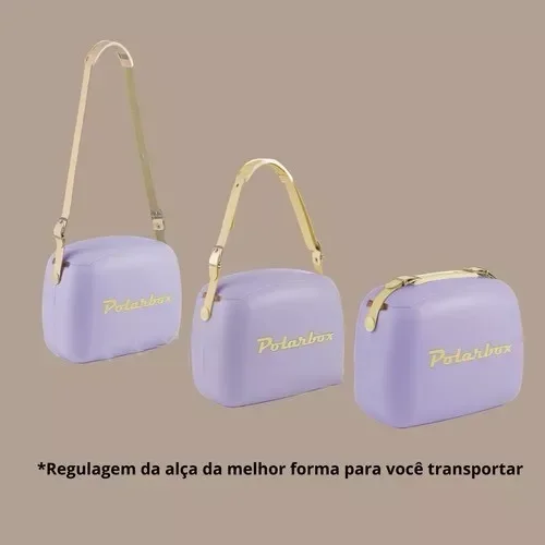 Caixa Termica Portatil com Alça Camping Cooler Polarbox 6l Lilas com Amarelo - 2