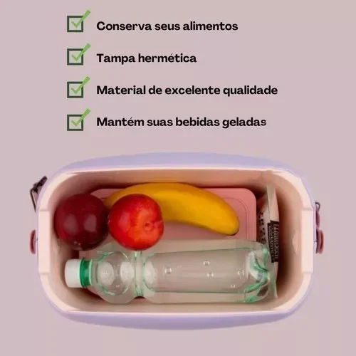 Caixa Termica Portatil com Alça Camping Cooler Polarbox 6l Lilas com Amarelo - 4