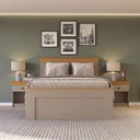 Ver imagem 2 de Conjunto Cama Casal 2 Mesas de Cabeceira e Cômoda England MDF Corda/Freijó