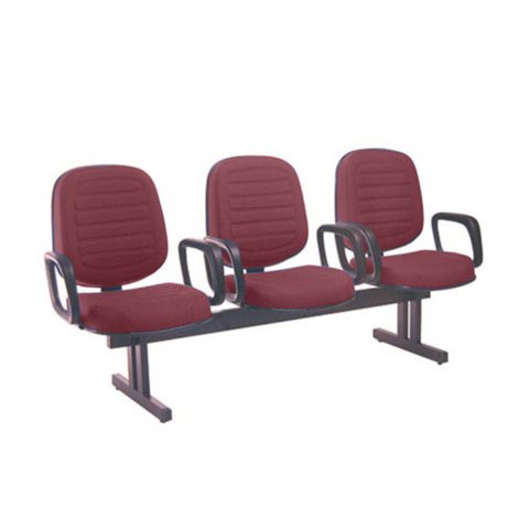 Cadeira em Longarina com 03 Lugares Linha Blenda Vermelho