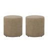 Kit 2 Puffs Banquetas Redondo Pé de Plastico Linho:bege - 2