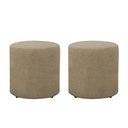 Ver imagem 2 de Kit 2 Puffs Banquetas Redondo Pé de Plastico Linho:bege