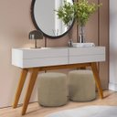 Ver imagem 1 de Kit 2 Puffs Banquetas Redondo Pé de Plastico Linho:bege