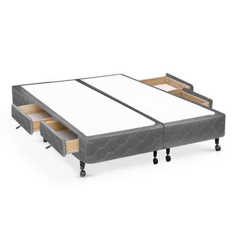 Cama Box Base c/Gavetas King Poli Tecido Gray (193x27-c/4 Gavs) - Castor