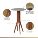 Ver imagem 3 de Mesa Bistrô Alta Redonda Madri em Madeira Maciça Castanho Tampo Off White Ccs
