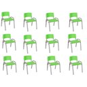 Ver imagem 1 de Kit 12 Cadeiras Infantil Iso, Escola, Base Cinza- Verde Claro