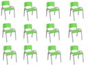 Ver imagem 1 de Kit 12 Cadeiras Infantil Iso, Escola, Base Cinza- Verde Claro