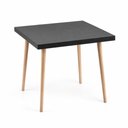 Ver imagem 3 de Mesa Safira Quadrada 70 cm com Tampo em MDF Preto e Pés de Madeira Natural