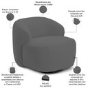 Ver imagem 6 de Sofá 4 Lugares Curvo Orgânico com 02 Poltronas para Sala Living 280cm Barolo L06 Veludo Grafite - Ly