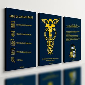 Kit 3 Quadro Decorativo Contabilidade Escritório Contábeis 40x28