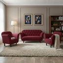 Ver imagem 2 de Kit Namoradeira + 2 Poltronas Decorativa Dália Suede Marsala Pés Madeira Mz Decor