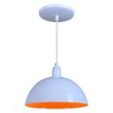 Ver imagem 1 de Pendente Meia Lua 24cm Luminária Lustre Alumínio Branco Brilhante C/ Laranja