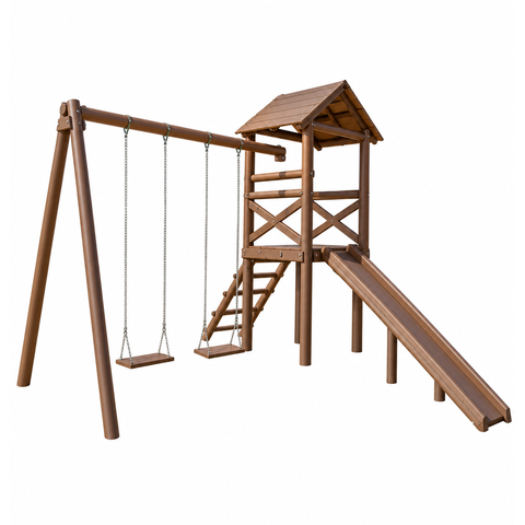 Parque Infantil em Madeira Plástica Maciça Playground 350cm Lanci / Lc-50