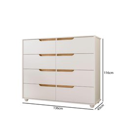 Cômoda Doble com 8 Gavetas - Branco/natural - 4