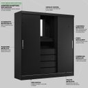 Ver imagem 7 de Guarda Roupa Solteiro com Espelho 2 Portas de Correr 4 Gavetas Itália Yescasa