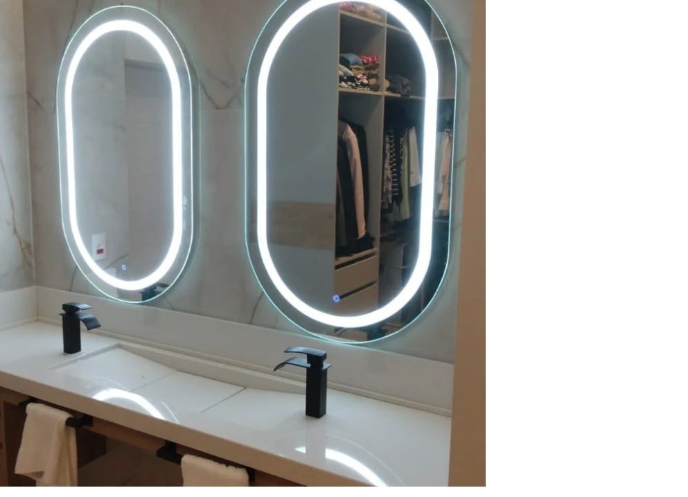 Espelho Oval com Luz de Led 90x60 Branco Neutro