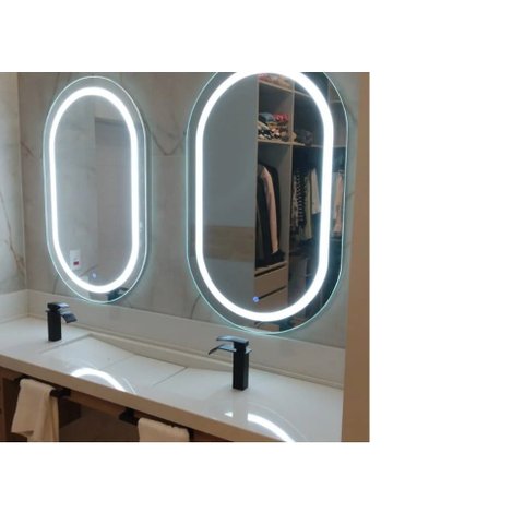 Espelho Oval com Luz de Led 90x60 Branco Neutro