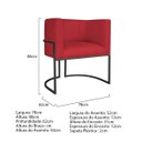 Ver imagem 5 de Kit Divã Luna 185cm Lado Esquerdo e 02 Poltronas Base de Ferro Preto Suede Adj Decor Vermelho