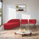 Ver imagem 2 de Kit Divã Luna 185cm Lado Esquerdo e 02 Poltronas Base de Ferro Preto Suede Adj Decor Vermelho