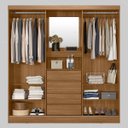 Ver imagem 2 de Guarda Roupa Solteiro com Espelho 2 Portas de Correr 4 Gavetas Itália Yescasa