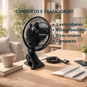 Ver imagem 5 de Ventilador Portátil de Mesa com Clip Yeet 25W 3 Pás 2 Velocidades Preto 220V