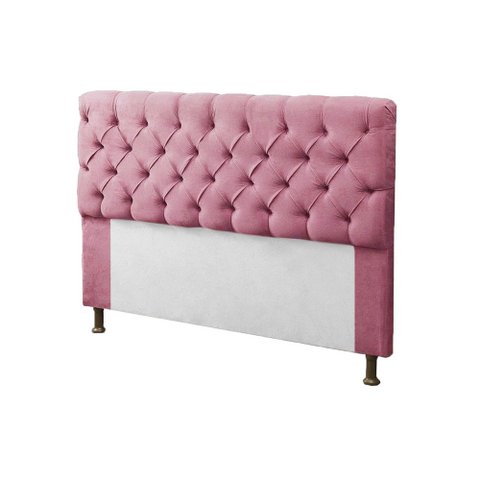 Cabeceira para Cama Box Solteiro 90cm Mirage c/ Capitonê Suede Rosa - LM DECOR