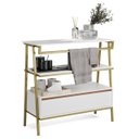 Ver imagem 4 de Armário Multiuso Gabinete Banheiro Industrial 1 Gaveta Thor Branco Cedro com Dourado - Rede Móveis