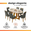 Ver imagem 4 de Conjunto Sala de Jantar Vick 6 Lugares Mesa Tampo em Vidro 1,80m Cadeiras Bel Madeirado e Cinza Dj