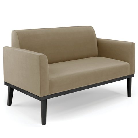 Sofá Namoradeira Base Madeira Preto Maressa Suede Marrom Rt - Ibiza