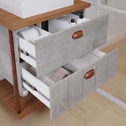 Armario Kit para Banheiro com Cuba e Espelheira 60cm em Mdf Uni Mgm Cinza Marrom - 4