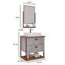 Ver imagem 3 de Armario Kit para Banheiro com Cuba e Espelheira 60cm em Mdf Uni Mgm Cinza Marrom