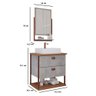 Armario Kit para Banheiro com Cuba e Espelheira 60cm em Mdf Uni Mgm Cinza Marrom - 3