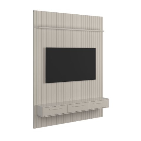 Painel Ripado Frisado com Bancada para Sala Tv de até 75 Polegadas Oslo/bali Lukaliam:off White