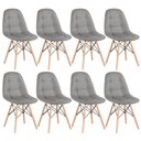 Ver imagem 1 de Kit 8 Cadeiras Estofadas Eames Eiffel Botonê - Base de Madeira Clara - Cinza