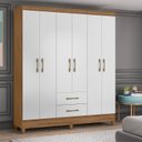 Ver imagem 2 de Guarda Roupa Roupeiro Casal Panama 6 Portas 2 Gavetas Naturale com Branco - Moval