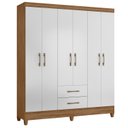 Ver imagem 1 de Guarda Roupa Roupeiro Casal Panama 6 Portas 2 Gavetas Naturale com Branco - Moval
