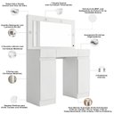 Ver imagem 3 de Penteadeira Camarim com Espelho e LED 2 Portas 3 Gavetas Lily A04 Branco - Lyam Decor